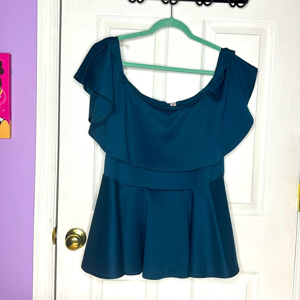 Dark Teal Ruffled Babydoll Top